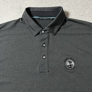 Devereux Polo Shirt Mens L Gray Stripe Pebble Beach Golf Links Performance